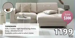 JYSK TORNEMARK Sofa, 2-seater, right hand facing, beige offer