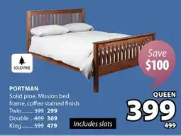 JYSK PORTMAN Solid pine, Mission bed frame offer
