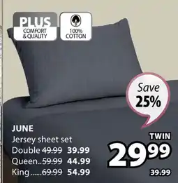 JYSK JUNE Jersey sheet set offer