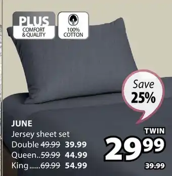 JYSK JUNE Jersey sheet set offer