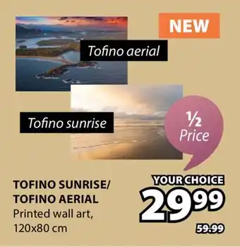 JYSK TOFINO SUNRISE/TOFINO AERIAL Printed wall art offer