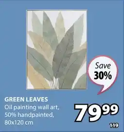 JYSK GREEN LEAVES Oil painting wall art offer