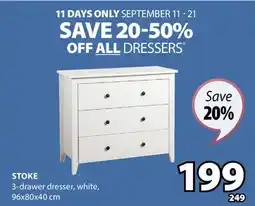 JYSK STOKE 3-drawer dresser offer