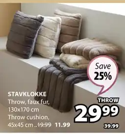 JYSK STAVKLOKKE Throw, faux fur offer