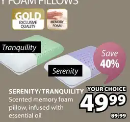 JYSK SERENITY/TRANQUILITY Scented memory foam pillow offer