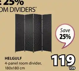 JYSK Helgulf 4-panel room divider offer