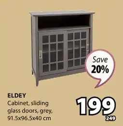 JYSK ELDEY Cabinet, sliding glass doors, grey offer