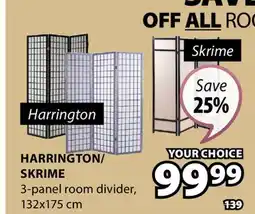 JYSK HARRINGTON/SKRIME 3-panel room divider offer