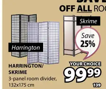 JYSK HARRINGTON/SKRIME 3-panel room divider offer