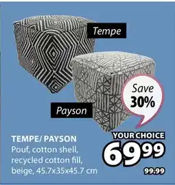 JYSK TEMPE/ PAYSON Pouf, cotton shell offer