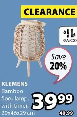 JYSK Klemens Bamboo floor lamp, with timer offer