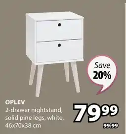 JYSK OPLEV 2-drawer nightstand offer