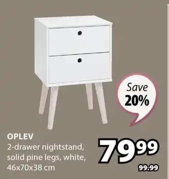JYSK OPLEV 2-drawer nightstand offer