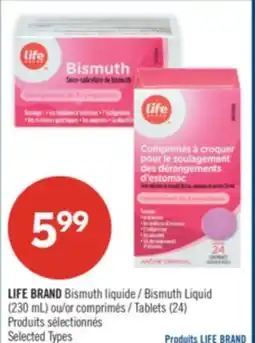 Pharmaprix LIFE BRAND Bismuth Liquid (230 mL) or Tablets (24) offer