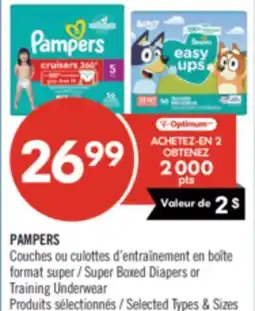 Pharmaprix PAMPERS Super Boxed Diapers or Training Underwear offer