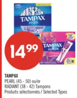 Pharmaprix TAMPAX PEARL (45 - 50) or RADIANT (38 - 42) Tampons offer