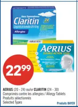 Pharmaprix AERIUS (20-24) or CLARITIN (24-30) Allergy Tables offer