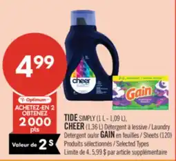 Pharmaprix TIDE SIMPLY (1 L - 1,09 L), CHEER (1,36 L) Laundry Detergent or GAIN Sheets (120) offer
