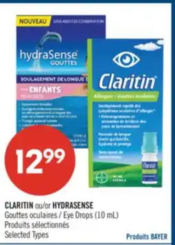Pharmaprix CLARITIN or HYDRASENSE Eye Drops (10 ml) offer