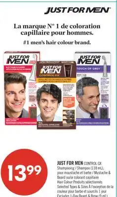 Pharmaprix JUST FOR MEN Shampoo (118 mL), Hair Colour or Beard & Moustache Colour offer