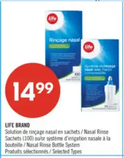 Pharmaprix LIFE BRAND Nasal Rinse Sachets (100) or Nasal Rinse Bottle System offer