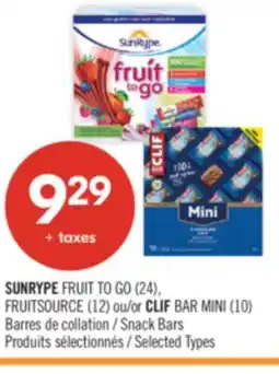 Pharmaprix SUNRYPE FRUIT TO GO (24), FRUITSOURCE (12) or CLIF BAR MINI (10) Snack Bars offer