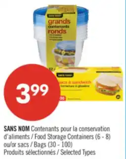 Pharmaprix NO NAME Food Storage Containers (6 - 8) or Bags (30 - 100) offer