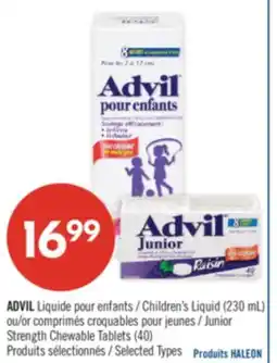 Pharmaprix ADVIL Children's Liquid (230 mL) or Junior Strength Chewable Tablets (40) offer