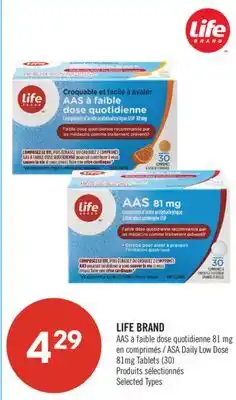 Pharmaprix LIFE BRAND ASA Daily Low Dose 81mg Tablets offer
