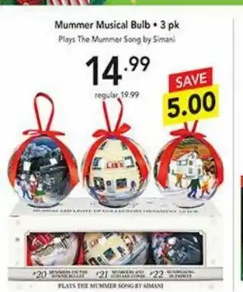 Pipers Mummer Musical Bulb * 3 Pk offer