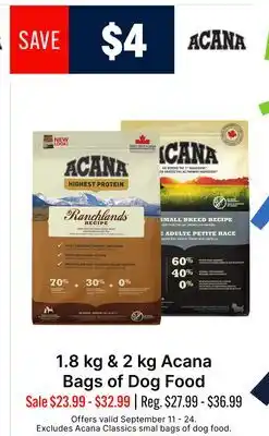 Ren’s Pets Depot Acana 1.8 kg & 2 kg Acana Bags of Dog Food offer