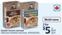 Walmart Quaker instant oatmeal offer