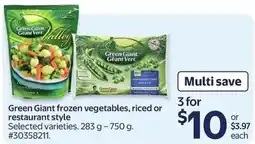 Walmart Green Giant frozen vegetables, riced or restaurant style offer