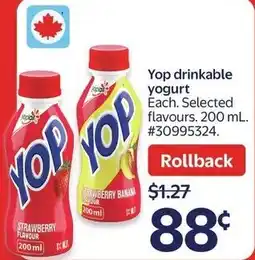 Walmart Yop drinkable yogurt offer
