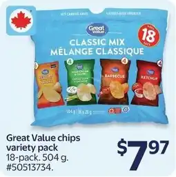 Walmart Great Value chips variety pack offer