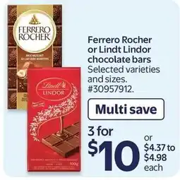 Walmart Ferrero Rocher or Lindt Lindor chocolate bars offer