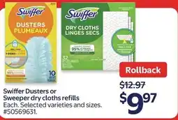 Walmart Swiffer Dusters or Sweeper dry cloths refills offer