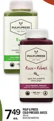 Metro PULP & PRESS COLD PRESSED JUICES offer