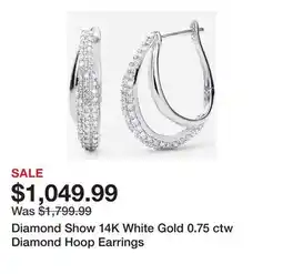 TSC Stores Diamond Show 14K White Gold 0.75 ctw Diamond Hoop Earrings offer
