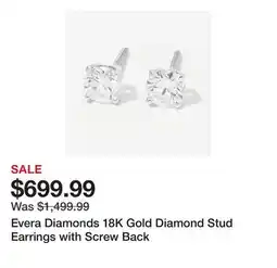 TSC Stores Evera Diamonds 18K Gold Diamond Stud Earrings with Screw Back offer
