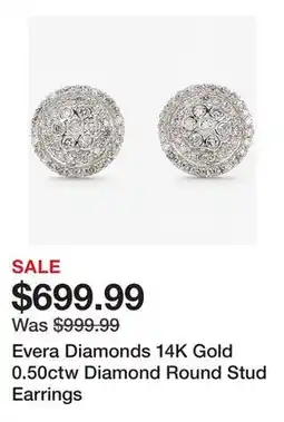 TSC Stores Evera Diamonds 14K Gold 0.50ctw Diamond Round Stud Earrings offer