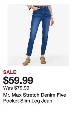 TSC Stores Mr. Max Stretch Denim Five Pocket Slim Leg Jean offer