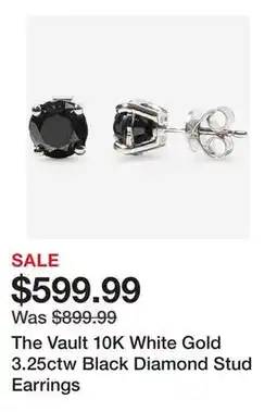TSC Stores The Vault 10K White Gold 3.25ctw Black Diamond Stud Earrings offer