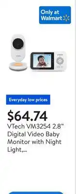 Walmart VTech VM3254 2.8 Digital Video Baby Monitor with Night Light, White, VM3254 offer