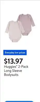 Walmart Huggies 2-Pack Long Sleeve Bodysuits offer