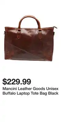 Mark's Mancini Leather Goods Unisex Buffalo Laptop Tote Bag Black offer
