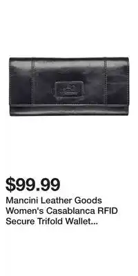 Mark's Mancini Leather Goods Women's Casablanca RFID Secure Trifold Wallet Black offer