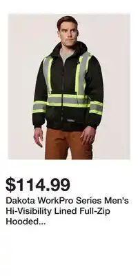 Mark's Dakota WorkPro Series Men's Hi-Visibility Lined Full-Zip Hooded Sweatshirt offer