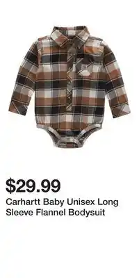 Mark's Carhartt Baby Unisex Long Sleeve Flannel Bodysuit offer