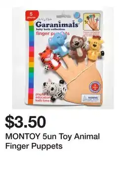 Dollarama MONTOY 5un Toy Animal Finger Puppets offer